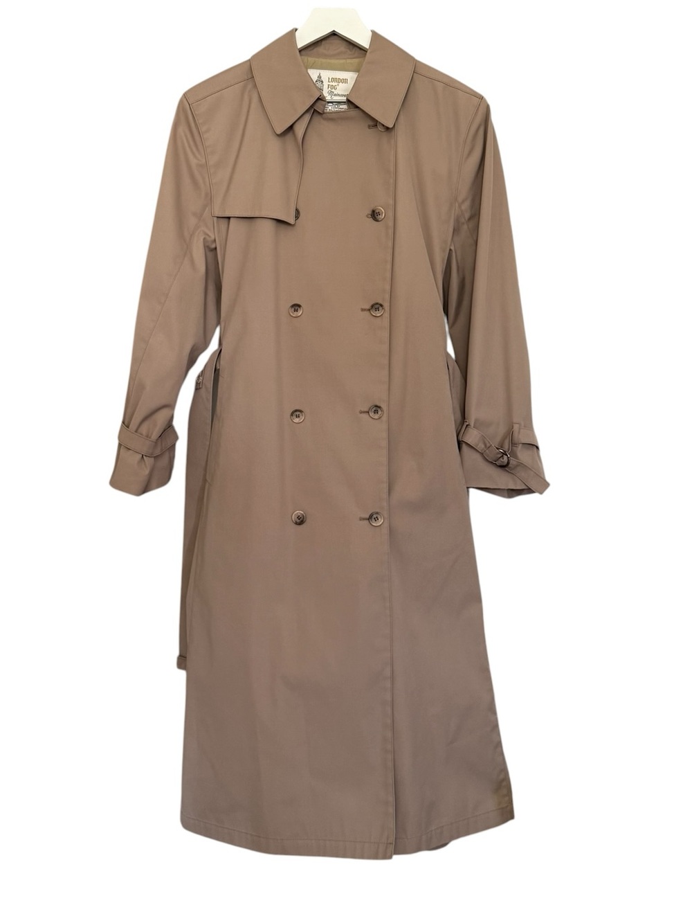 Vintage London Fog Belted Lined Double Breasted Long Trench Coat Womens Size 16